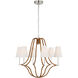 Chapman & Myers Biscayne LED 30.25 inch Polished Nickel and Natural Rattan Wrapped Chandelier Ceiling Light, Large