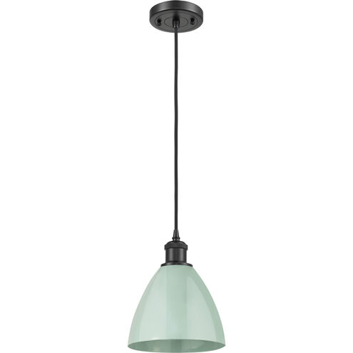 Ballston Plymouth Dome LED 7.5 inch Matte Black Mini Pendant Ceiling Light in Black Textured, Matte Seafoam