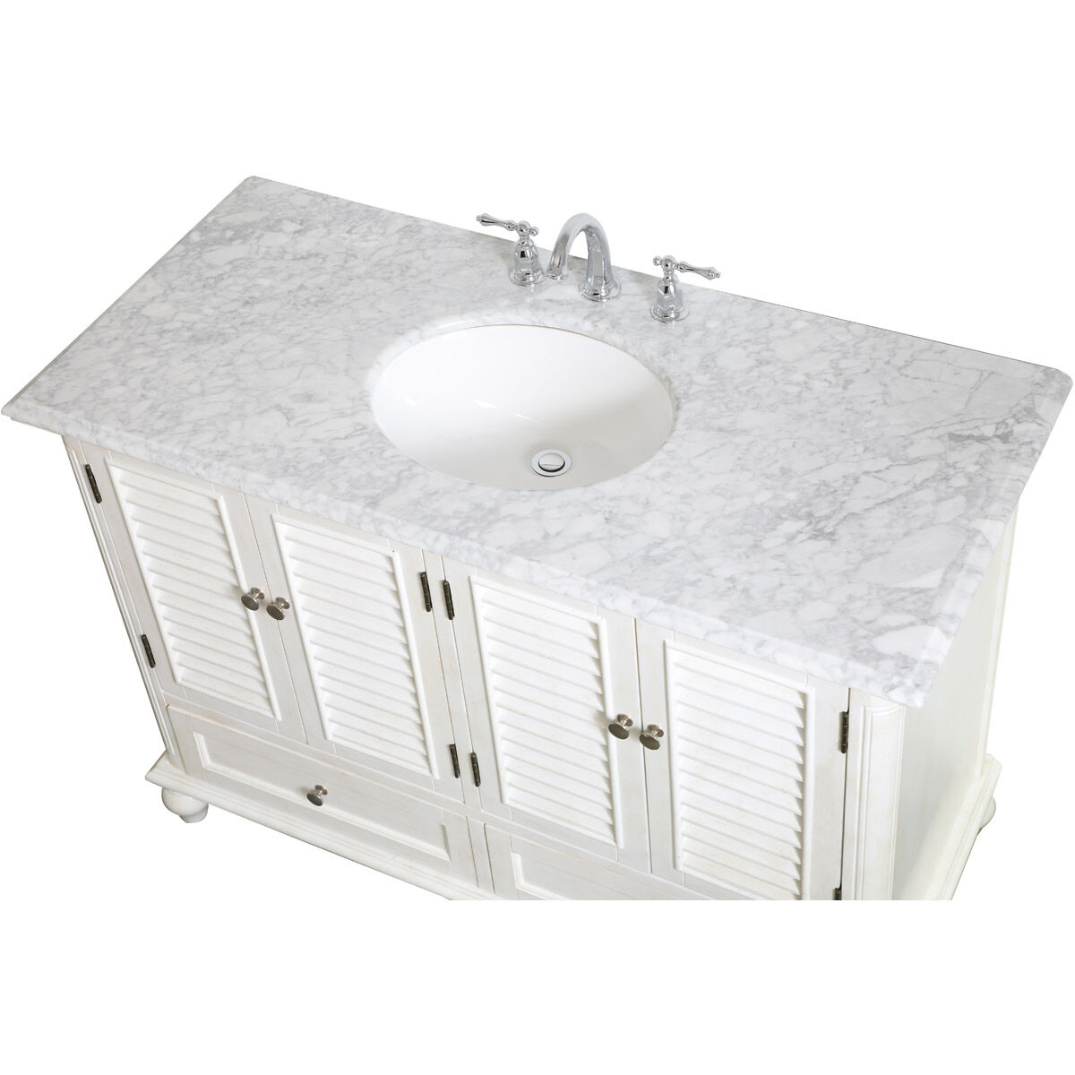 Rhodes 48 X 48 X 35 inch Antique White and Brushed Nickel Vanity Sink Set