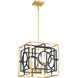 Kirsch 4 Light 15 inch Matte Black with True Gold Pendant Ceiling Light