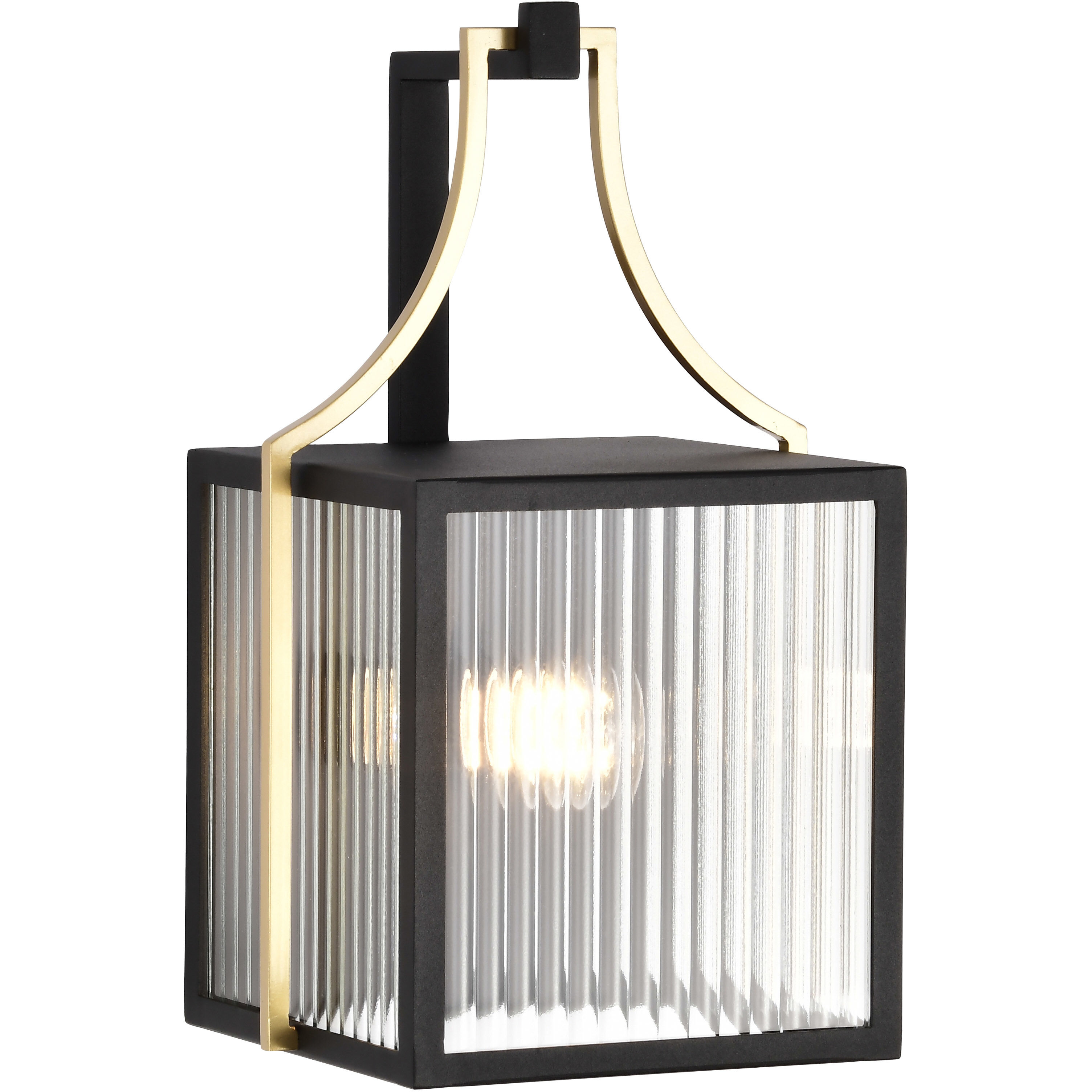 Holden 14.5 inch Black and Gold Outdoor Wall Light