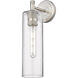 Crown Point Sconce Wall Light in Satin Nickel, Seedy Glass