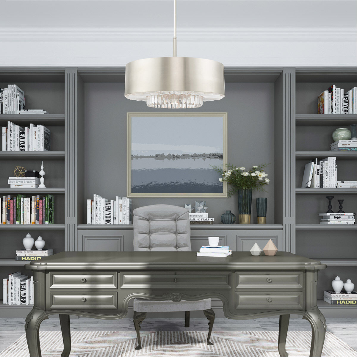 Madison 6 Light 24 inch Brushed Nickel Pendant Chandelier Ceiling Light