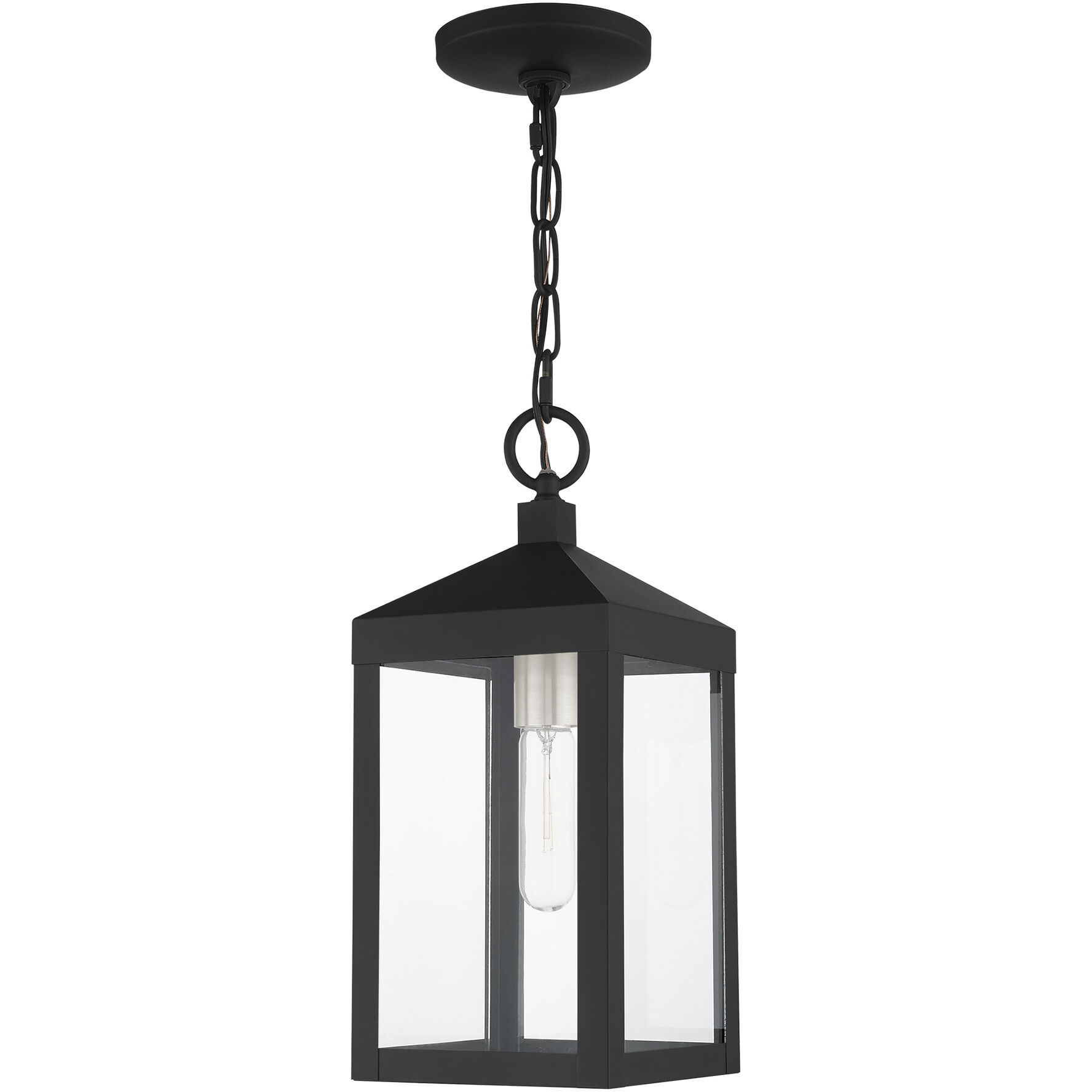 Nyack 1 Light 6 inch Black with Brushed Nickel Cluster Outdoor Pendant Lantern