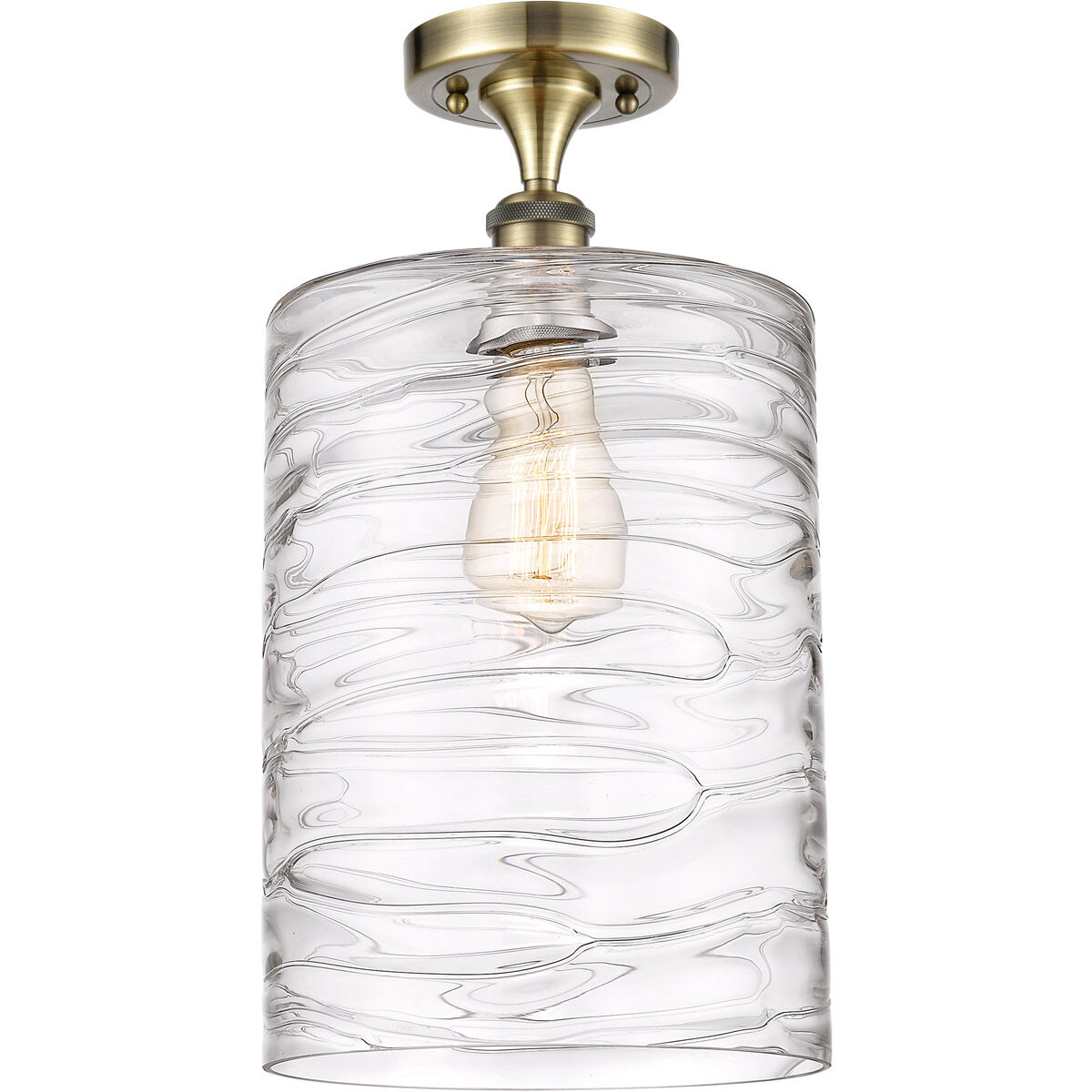 Ballston Cobbleskill 1 Light 9 inch Antique Brass Semi-Flush Mount Ceiling Light