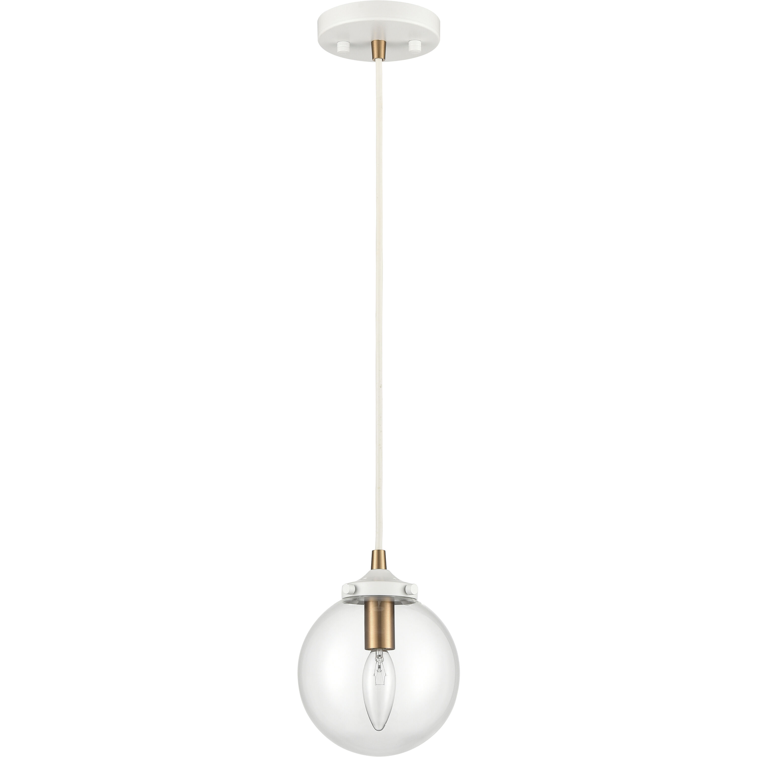 Boudreaux 1 Light 6 inch Matte White with Satin Brass Mini Pendant Ceiling Light