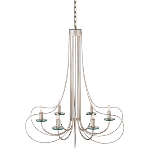 Harrow 6 Light 30.75 inch Contemporary Silver Leaf/Contemporary Silver/Clear Chandelier Ceiling Light