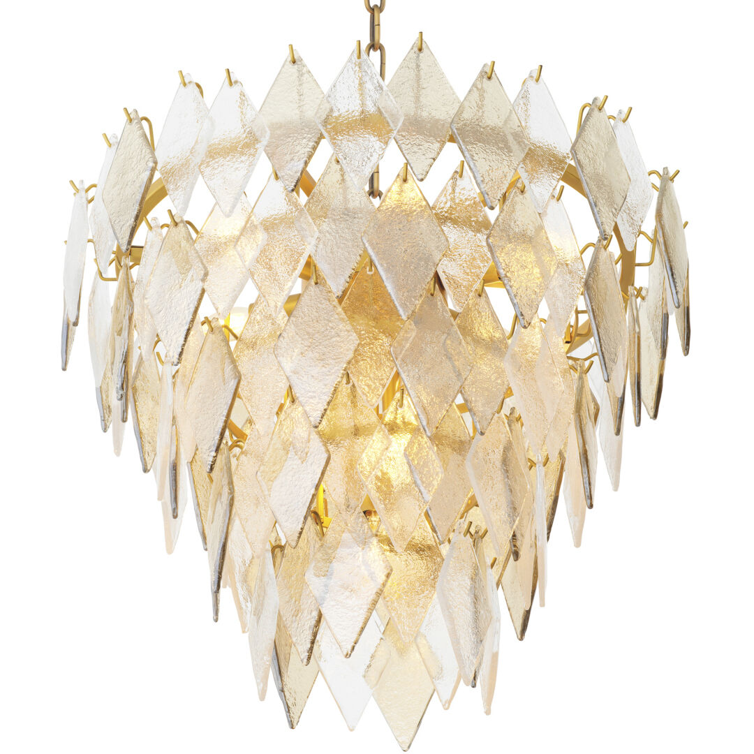Rhombus 10 Light 25.59 inch Antique Brass Chandelier Ceiling Light, Small