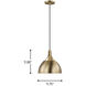 Rockland 1 Light 11.75 inch Satin Brass Pendant Ceiling Light