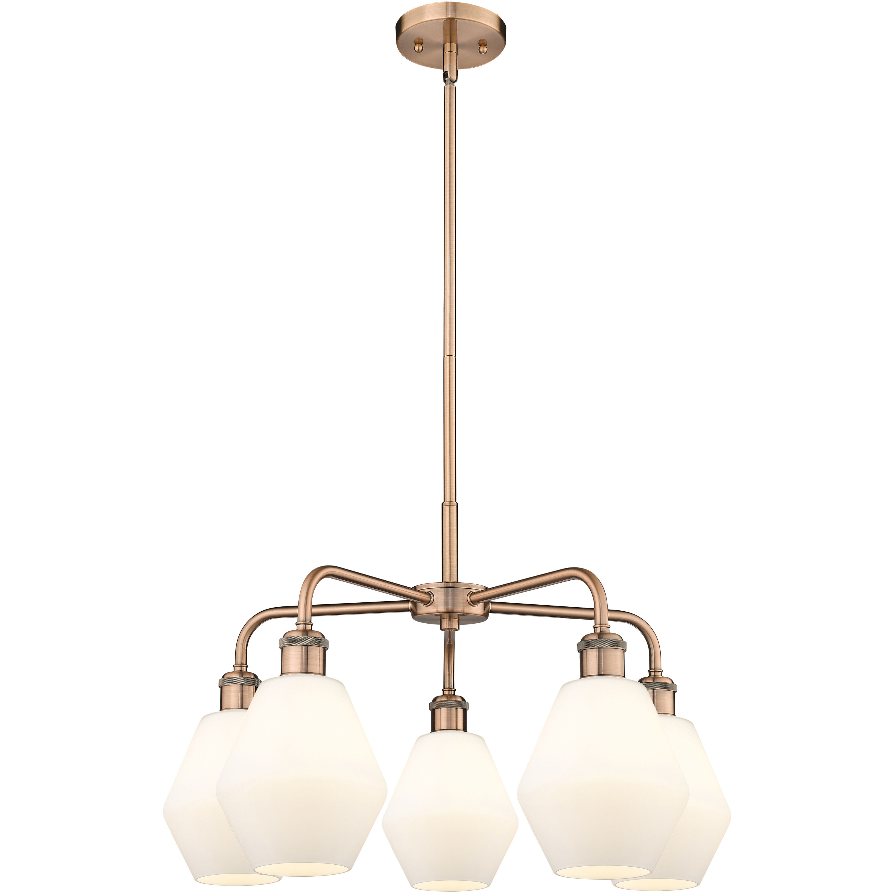 Cindyrella 5 Light 24 inch Antique Copper Chandelier Ceiling Light in Cased Matte White