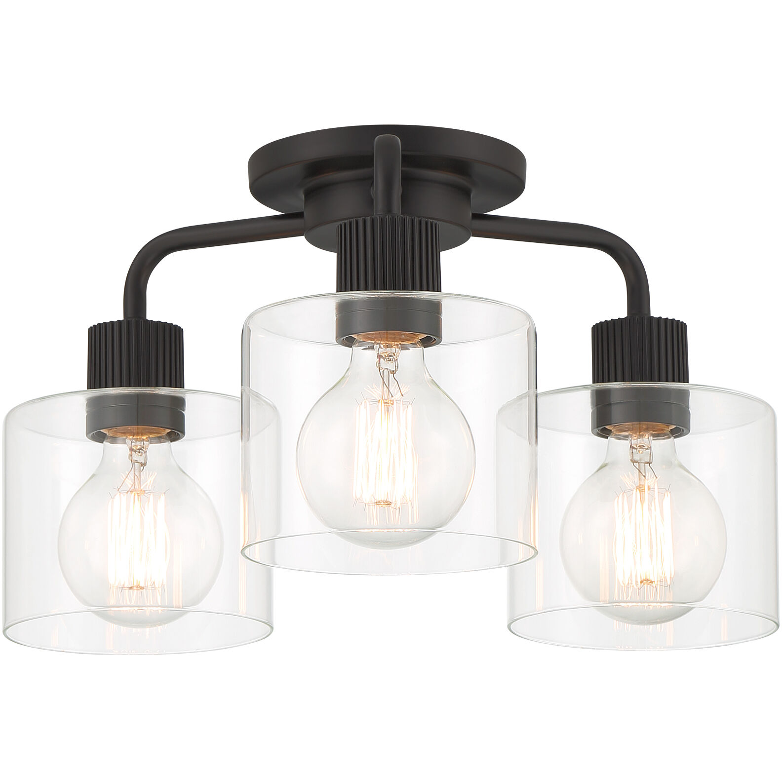 Vibrato 3 Light 16 inch Matte Black Semi-Flush Mount Ceiling Light