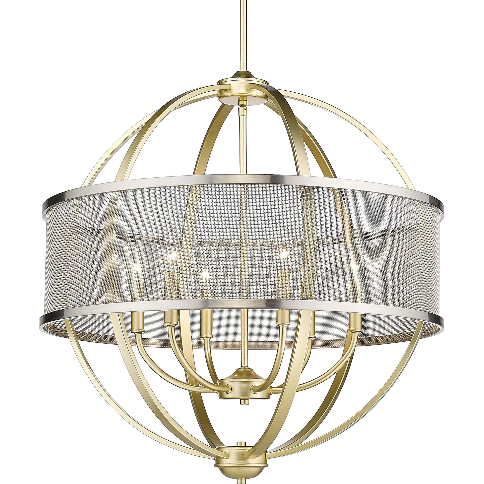 Colson 6 Light 26 inch Olympic Gold Chandelier Ceiling Light in Pewter