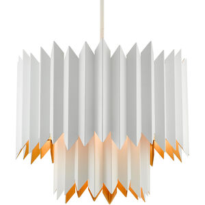 Syrie 5 Light 25.5 inch Sugar White/Painted Contemporary Gold Chandelier Ceiling Light