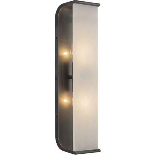 Abbott 2 Light 4.25 inch Urban Bronze Bath Vanity Light Wall Light in Urban Bronze and Alabaster