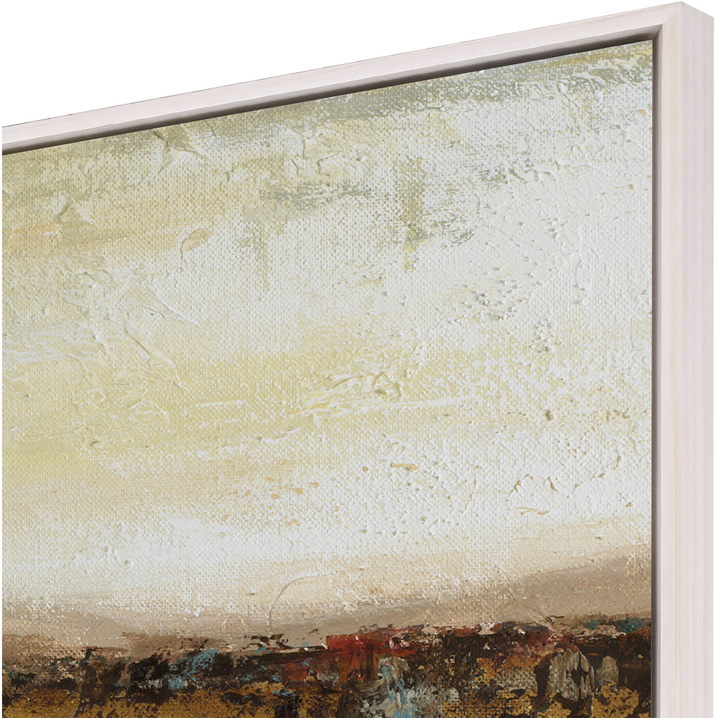 Antique Contemporary Blue and Turquoise and White and Yellow Canvas