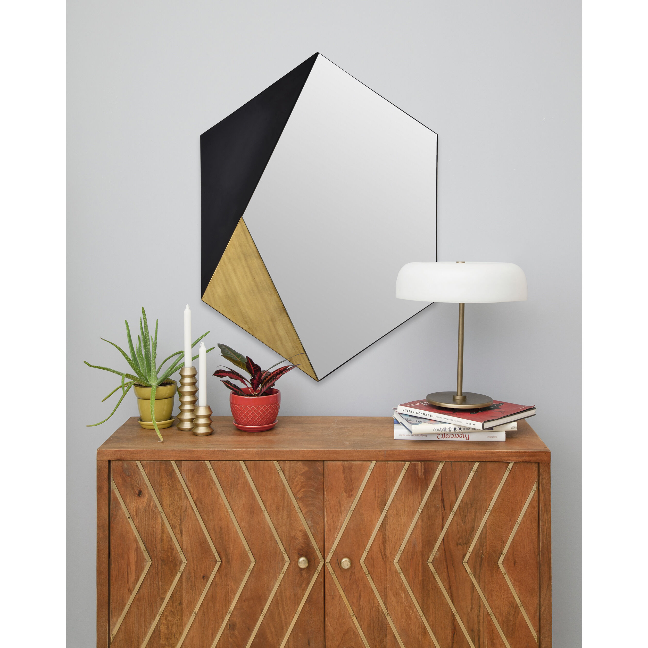 Cad 40 X 30 inch Black and Antique Gold Wall Mirror