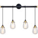 Kassidy 4 Light 33 inch Black and Natural Brass Linear Chandelier Ceiling Light