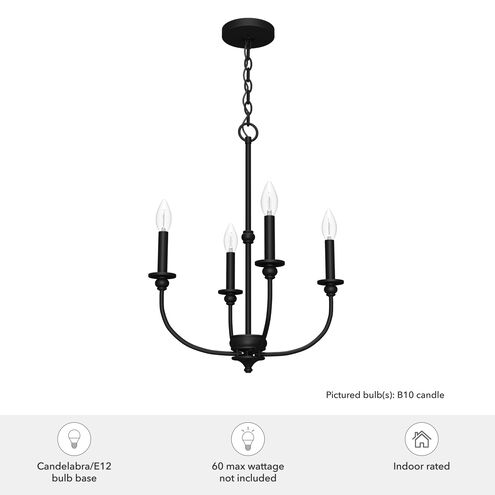 Southcrest 4 Light 18 inch Flat Matte Black Chandelier Ceiling Light