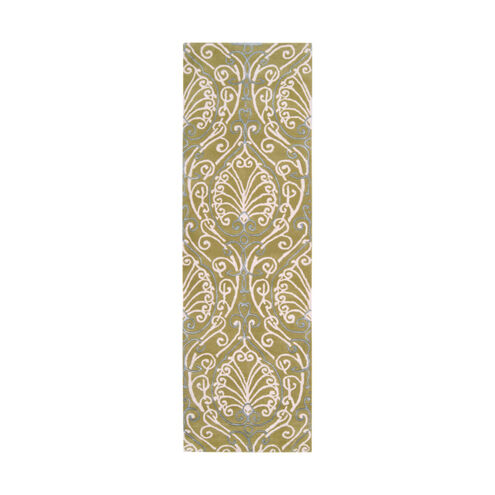 Modern Classics 96 X 30 inch Green and Neutral Runner, Wool