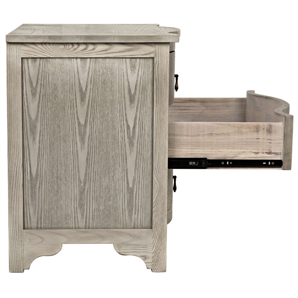 Curved Front 30 X 28.5 inch Vintage Grey Side Table