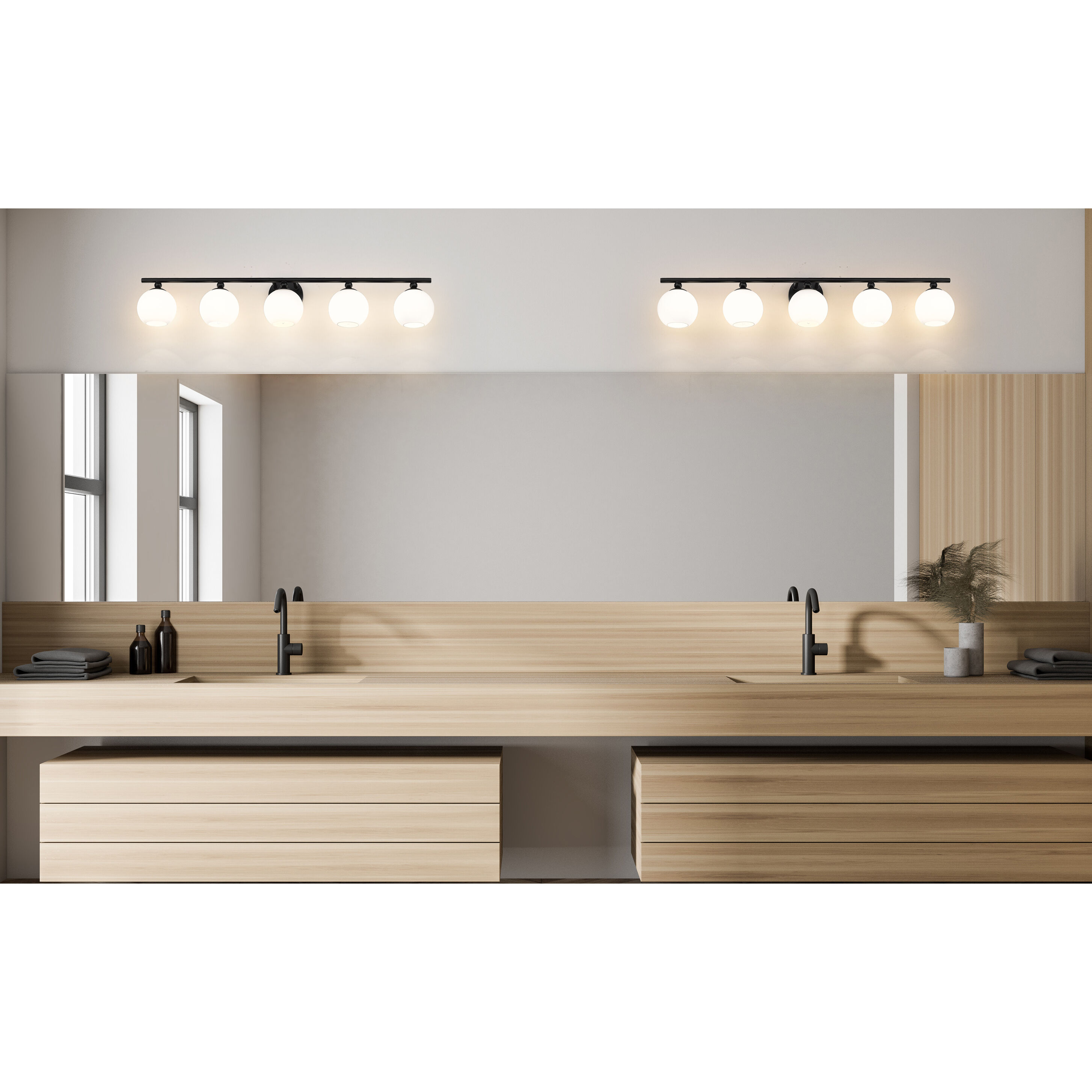 Neoma 5 Light 38.25 inch Matte Black Vanity Wall Light