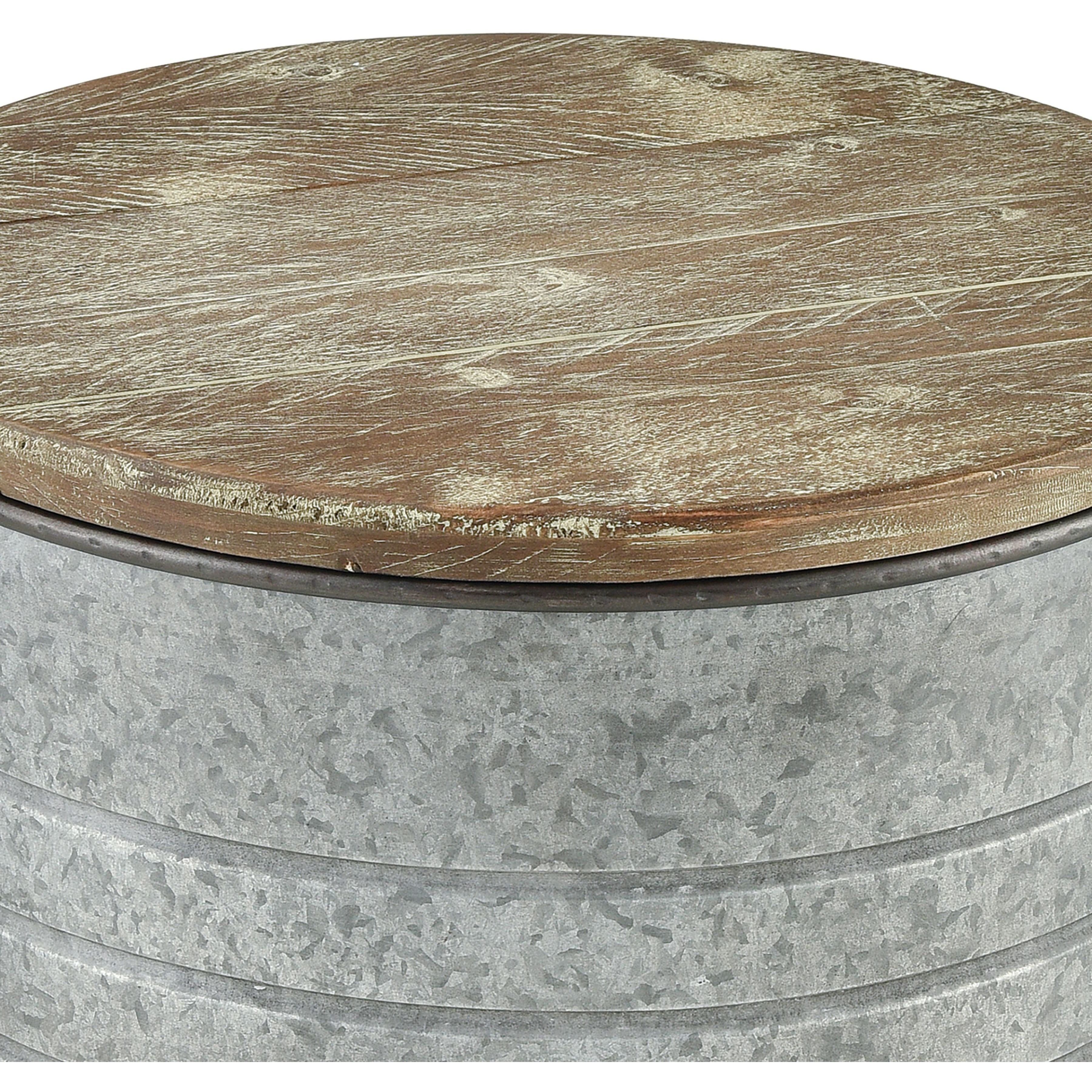 Cannes 21 X 16 inch Galvanized with Natural Accent Table