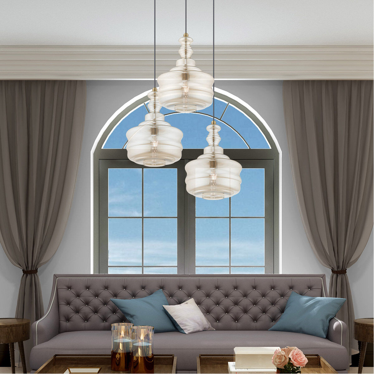 Art Glass 1 Light 13 inch Antique Brass Mini Pendant Ceiling Light