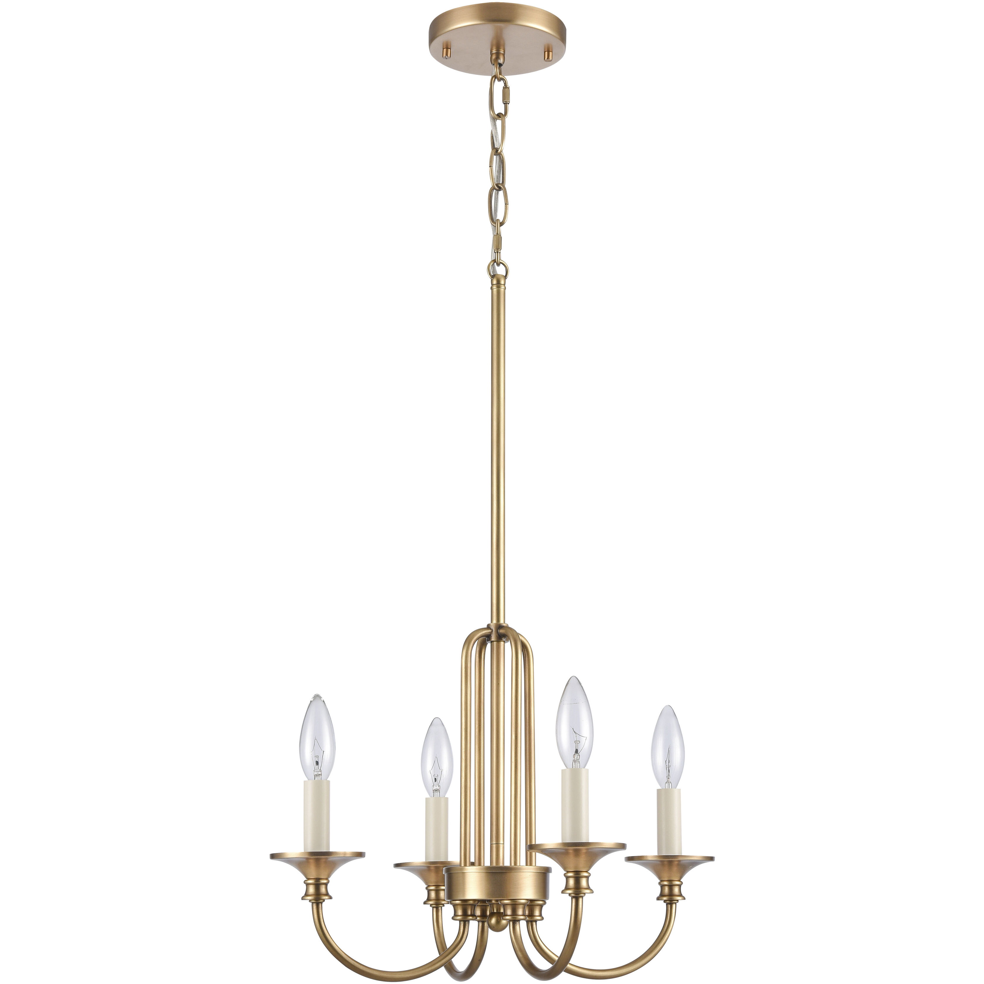 Cecil 4 Light 16 inch Natural Brass with Off White Semi Flush Mount Ceiling Light