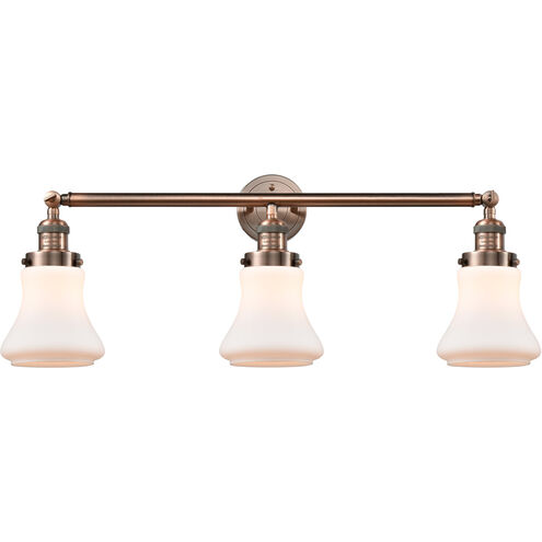 Franklin Restoration Bellmont 3 Light 30 inch Antique Copper Bath Vanity Light Wall Light in Matte White Glass, Franklin Restoration