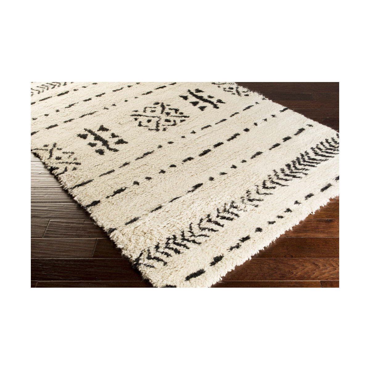 Denali 36 X 24 inch Ivory/Black Rugs, Wool