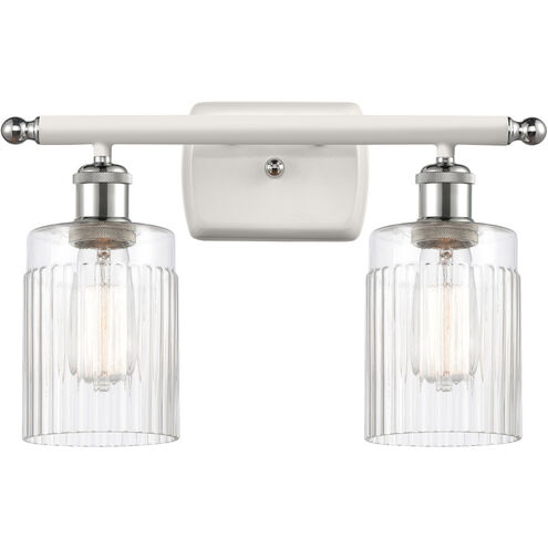 Ballston Hadley 2 Light 16 inch White and Polished Chrome Bath Vanity Light Wall Light in Clear Glass, Ballston