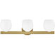 Mae 3 Light 24 inch Lacquered Brass Bath Light Wall Light