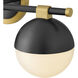 Bowie 3 Light 22.5 inch Lacquered Brass and Black Vanity Light Wall Light in Lacquered Brass with Black