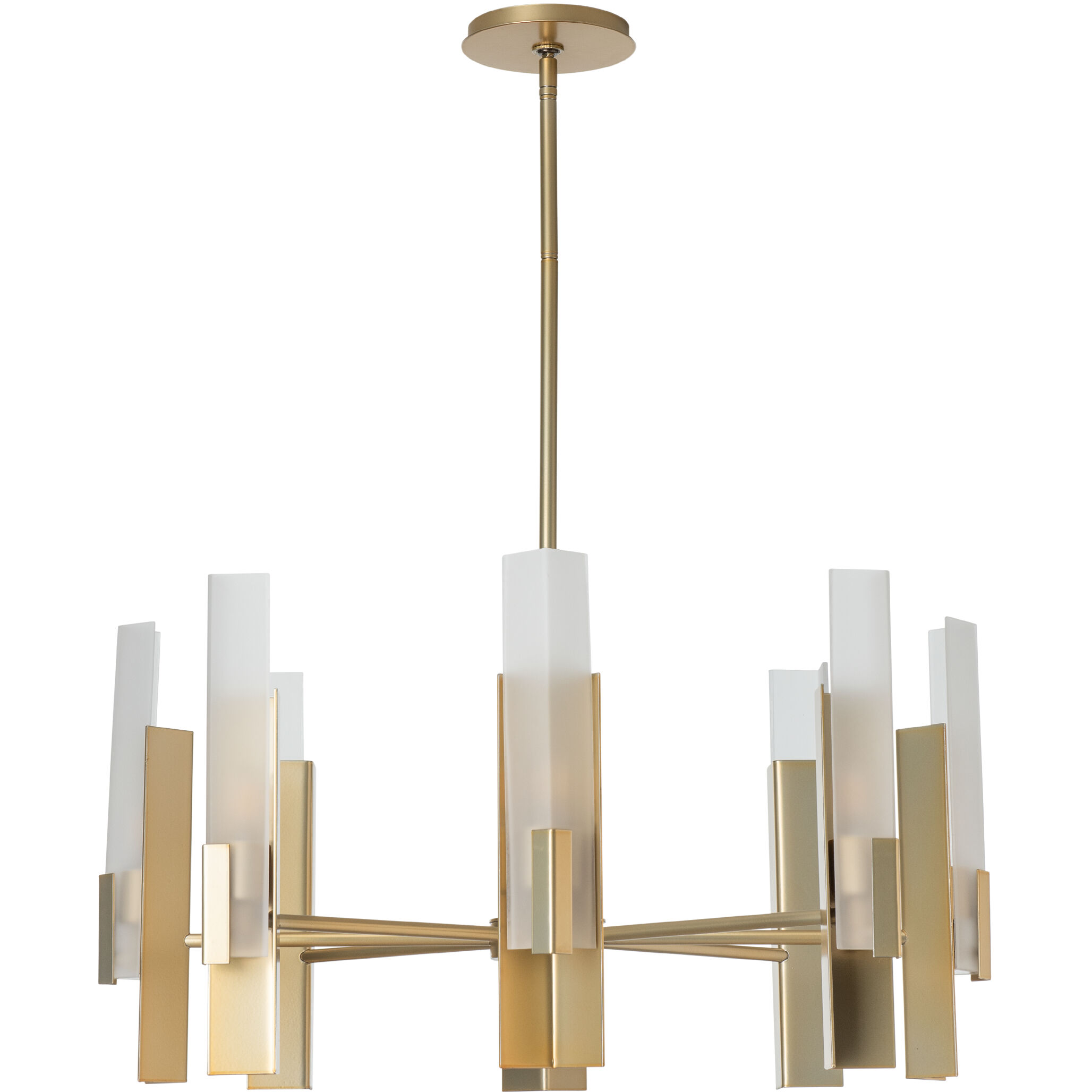 Summit 8 Light 31.2 inch Modern Brass Pendant Ceiling Light in Frosted