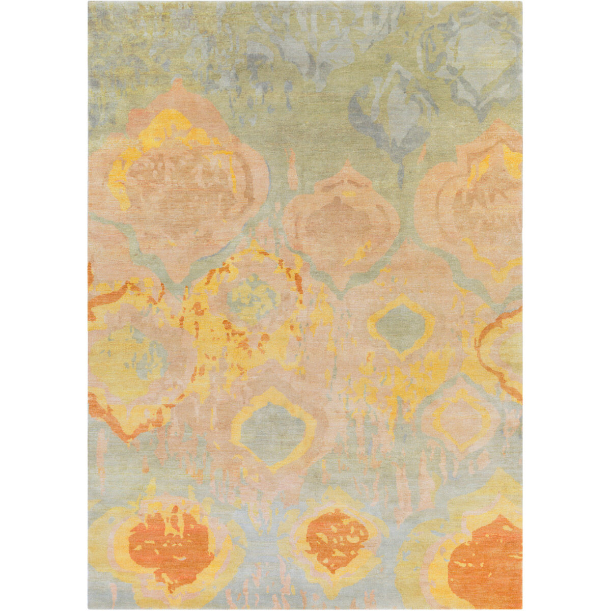 Watercolor 36 X 24 inch Pale Blue, Light Gray, Butter, Cream Rug