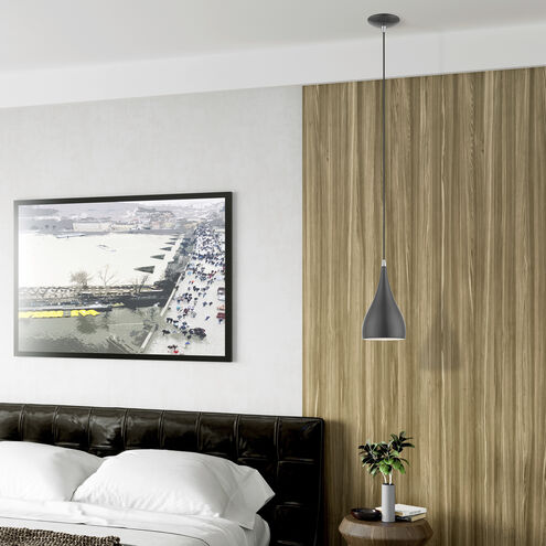 Amador 1 Light 6.25 inch Shiny Dark Gray with Polished Chrome Accents Mini Pendant Ceiling Light