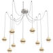 Cabochon LED 14.1 inch Metallic Beige Silver with Travertine Stone Swag Multi-Pendant Ceiling Light in Amber, 2700K LED