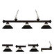 Riviera 3 Light 57 inch Bronze Billiard Ceiling Light in 14.05, Clear Ribbed and Matte Black Glass and Steel