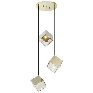 Cube 3 Light 17.38 inch Champagne Gold Pendant Ceiling Light