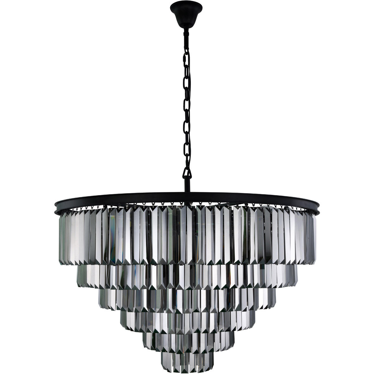 Sydney 33 Light 44 inch Matte Black Chandelier Ceiling Light in Silver Shade, Urban Classic