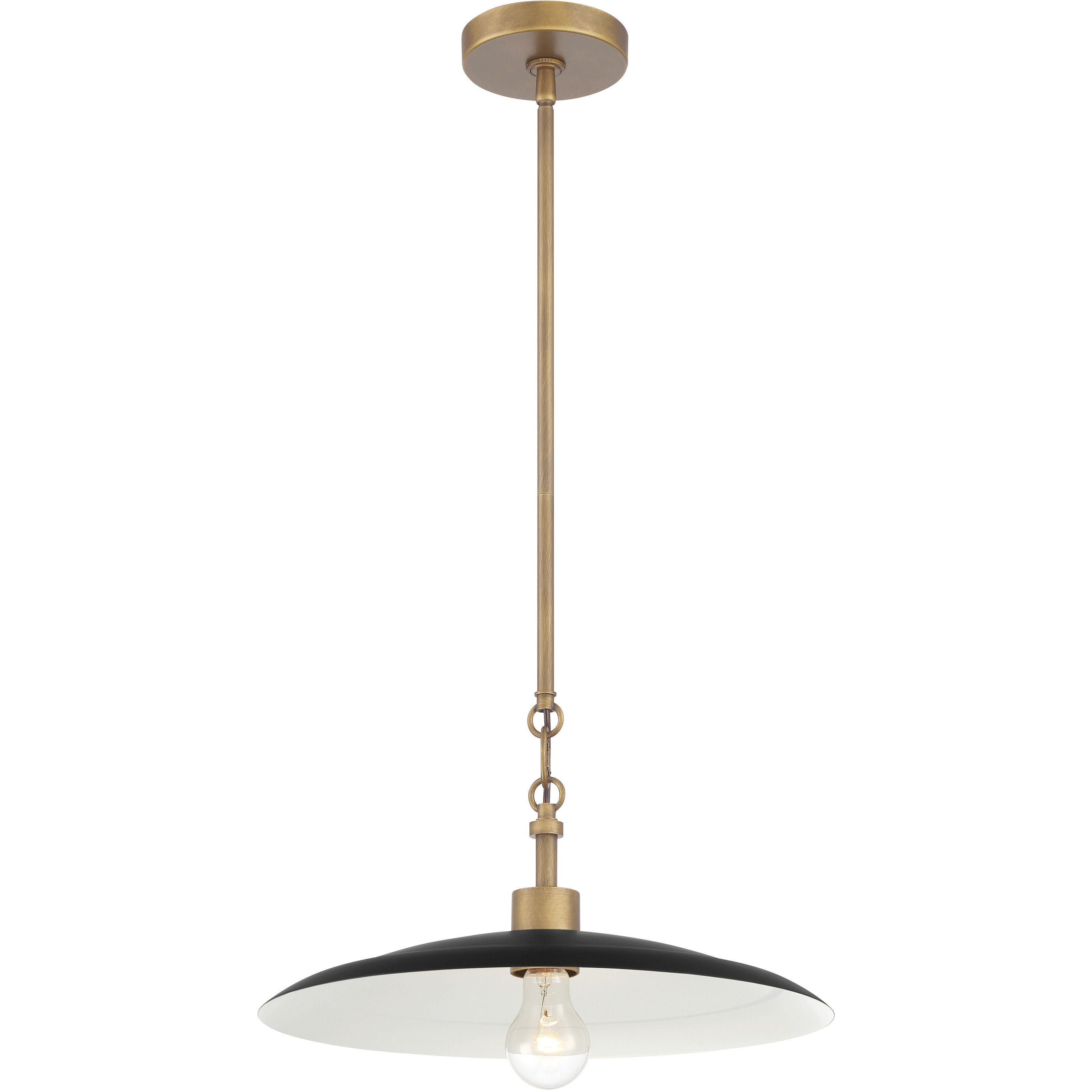 York 1 Light 16 inch Natural Brass Pendant Ceiling Light in Dark Matte Black