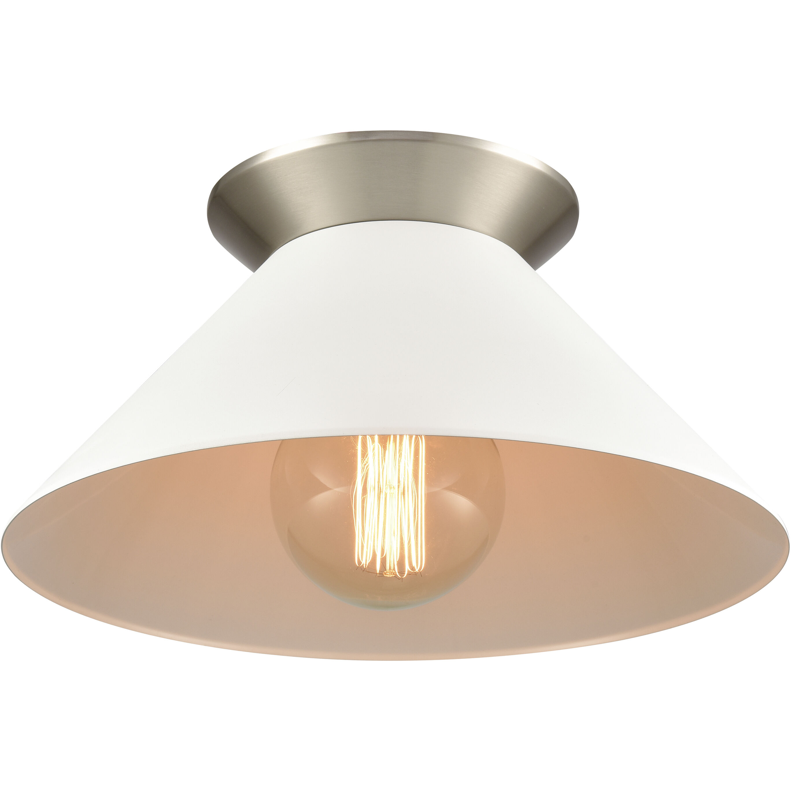Cavendish 1 Light 16 inch Brushed Nickel with White Semi Flush Mount Ceiling Light