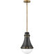 Oliver 1 Light 9 inch Black with Heritage Brass Indoor Pendant Ceiling Light