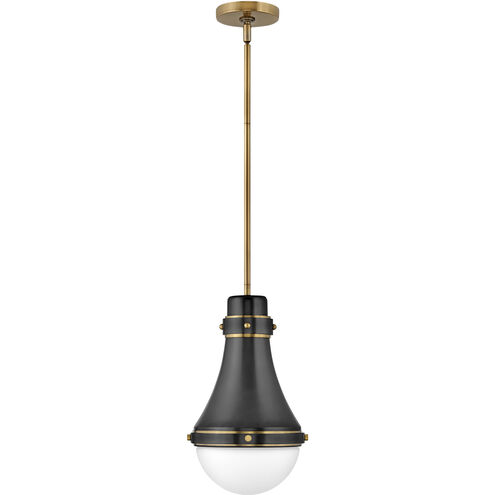 Oliver 1 Light 9 inch Black with Heritage Brass Indoor Pendant Ceiling Light
