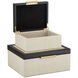 Deanna 9 inch Ivory and Black and Brushed Brass and Beige Boxes, Set of 2