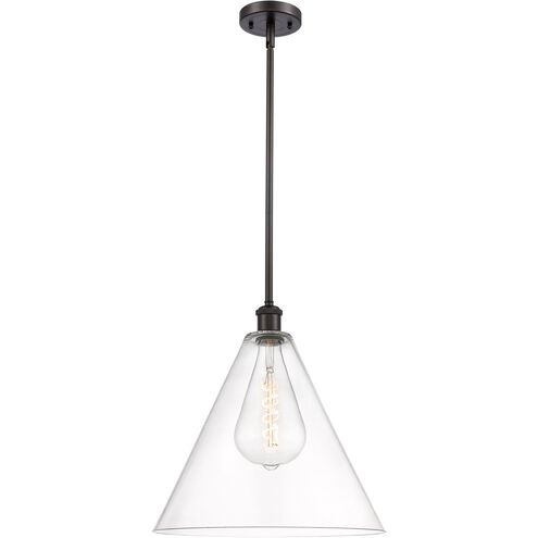 Ballston Cone 1 Light 16 inch Oil Rubbed Bronze Pendant Ceiling Light in Clear Glass