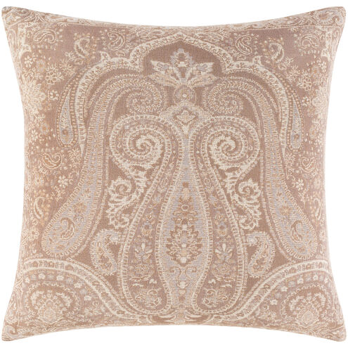 Boteh 20 X 20 inch Camel/Khaki/Light Gray/Cream Pillow Cover, Square
