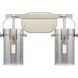 Pilaster II Cylinder 2 Light 14.88 inch Satin Nickel Bath Vanity Light Wall Light in Plated Smoke Glass