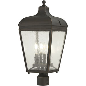 Marquee 4 Light 22 inch Oil Rubbed Bronze/Gold Outdoor Post Mount Lantern, Great Outdoors
