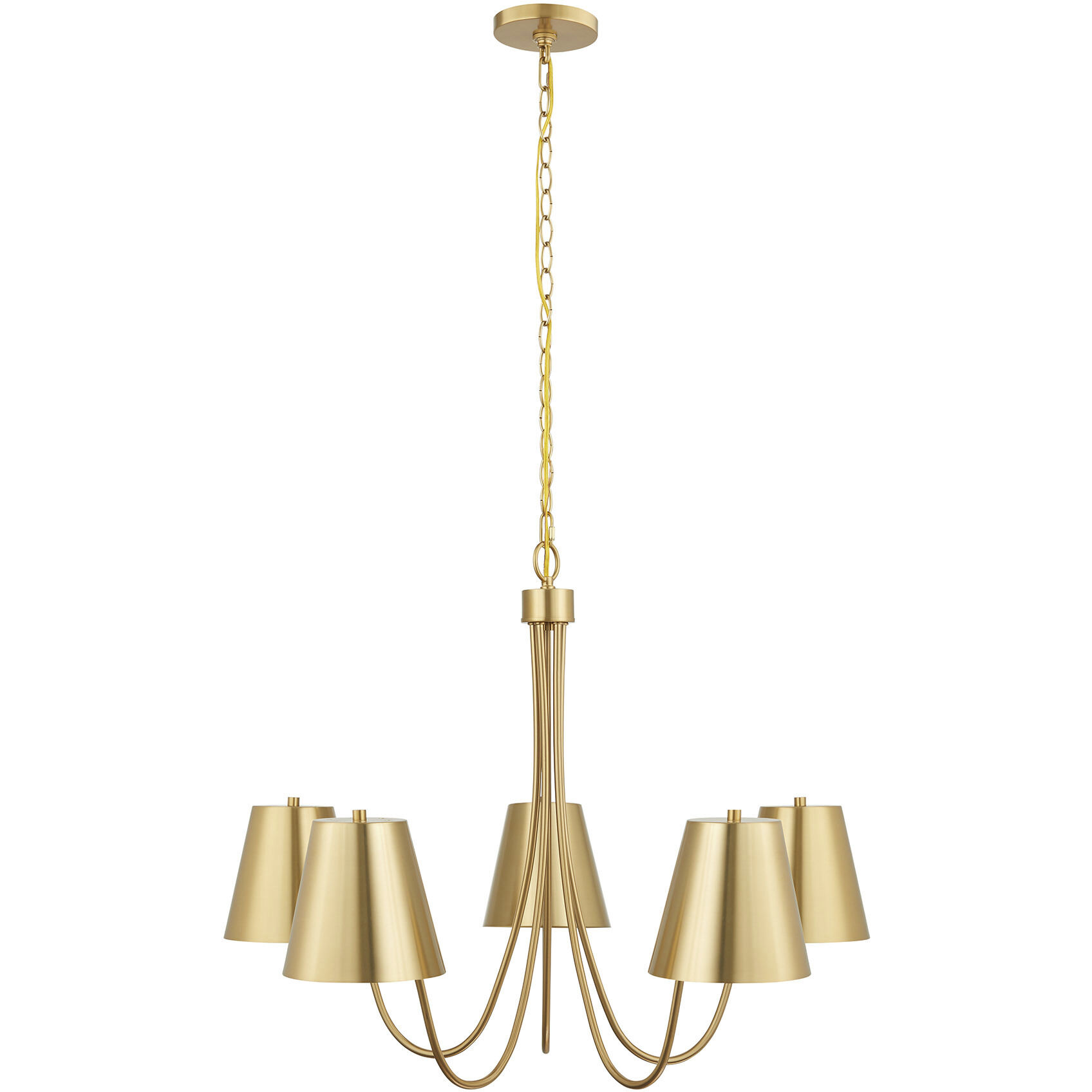Modern 5 Light 32 inch Natural Brass Chandelier Ceiling Light